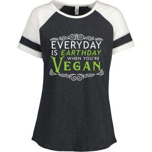 Everyday Is Earth Day Vegan Environt Awareness Vegetarian Cute Gift Enza Ladies Jersey Colorblock Tee