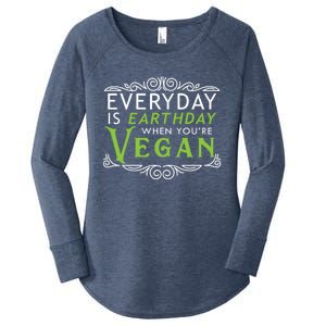 Everyday Is Earth Day Vegan Environt Awareness Vegetarian Cute Gift Women's Perfect Tri Tunic Long Sleeve Shirt