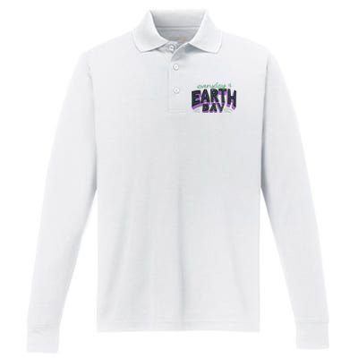 Everyday Is Earth Day Awareness Performance Long Sleeve Polo