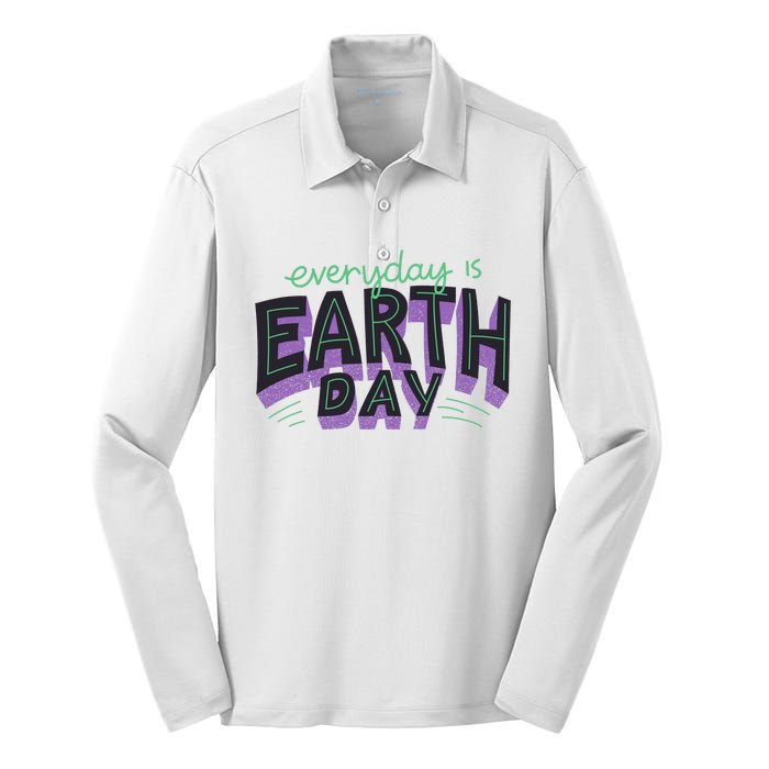 Everyday Is Earth Day Awareness Silk Touch Performance Long Sleeve Polo