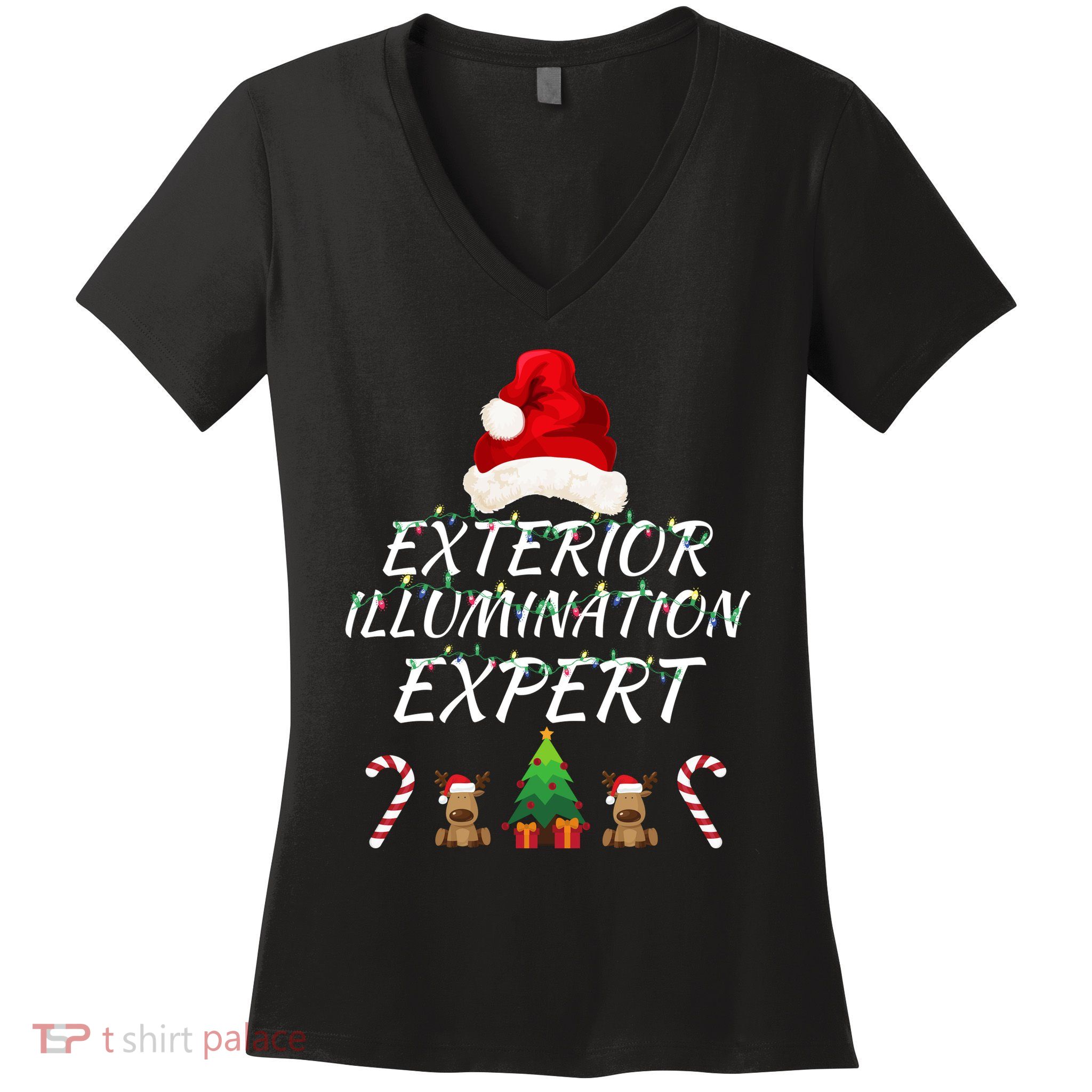 Exterior Illumination Expert Christmas Light Decorator Funny Illumination Expert Women's V-Neck T-Shirt