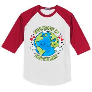 Everyday Is Earth Day Celebrate Earth Day Environmental Cute Design Kids Colorblock Raglan Jersey