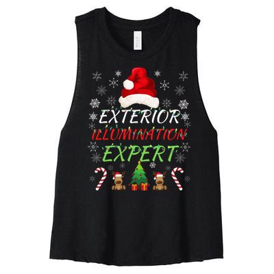 Exterior Illumination Expert Funny Illumination Expert Christmas Light Decorator Women's Racerback Cropped Tank