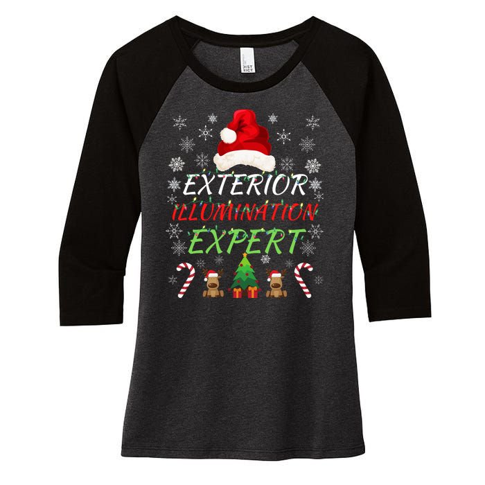 Exterior Illumination Expert Funny Illumination Expert Christmas Light Decorator Women's Tri-Blend 3/4-Sleeve Raglan Shirt