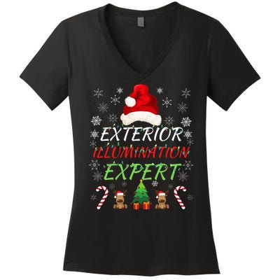 Exterior Illumination Expert Funny Illumination Expert Christmas Light Decorator Women's V-Neck T-Shirt