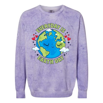 Everyday Is Earth Day Celebrate Earth Day Environtal Cool Gift Colorblast Crewneck Sweatshirt