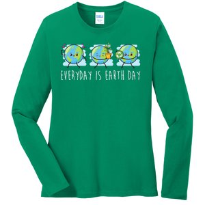 Everyday Is Earth Day Cute Planet Awareness Ladies Long Sleeve Shirt