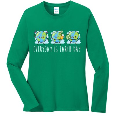 Everyday Is Earth Day Cute Planet Awareness Ladies Long Sleeve Shirt