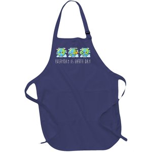 Everyday Is Earth Day Cute Planet Awareness Full-Length Apron With Pockets