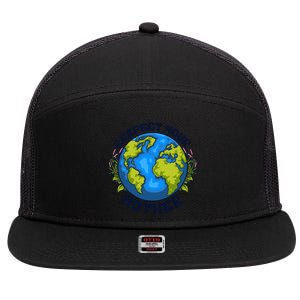 Everyday Is Earth Day Celebrate Earth Day Environtal Great Gift 7 Panel Mesh Trucker Snapback Hat