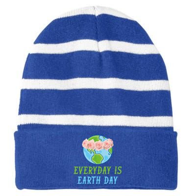 Everyday Is Earth Day I Envirot Protection Great Gift Striped Beanie with Solid Band