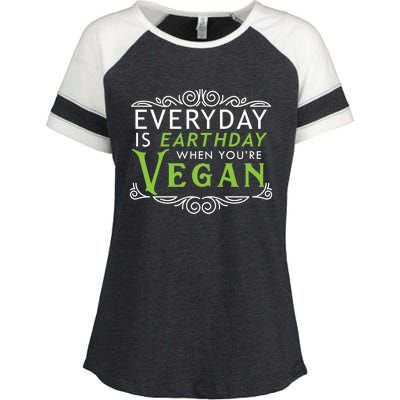 Everyday Is Earth Day Vegan Environt Awareness Vegetarian Gift Enza Ladies Jersey Colorblock Tee