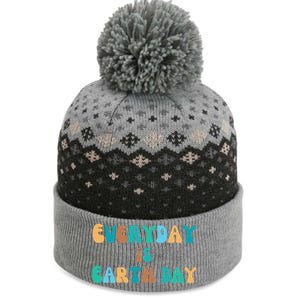 Everyday Is Earth Day Environtal Support Groovy Nature Gift The Baniff Cuffed Pom Beanie