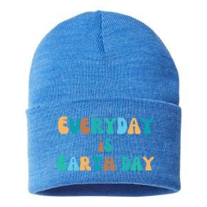 Everyday Is Earth Day Environtal Support Groovy Nature Gift Sustainable Knit Beanie