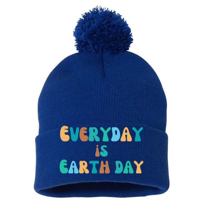 Everyday Is Earth Day Environtal Support Groovy Nature Gift Pom Pom 12in Knit Beanie