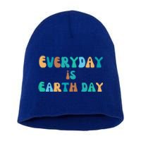 Everyday Is Earth Day Environtal Support Groovy Nature Gift Short Acrylic Beanie