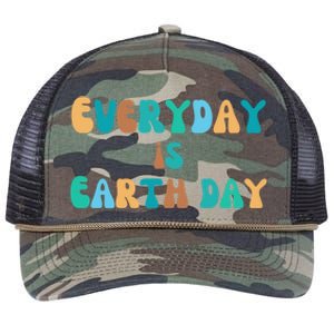 Everyday Is Earth Day Environtal Support Groovy Nature Gift Retro Rope Trucker Hat Cap