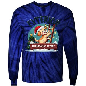 Exterior Illumination Expert Cute Puppy Dog Christmas Lights Tie-Dye Long Sleeve Shirt