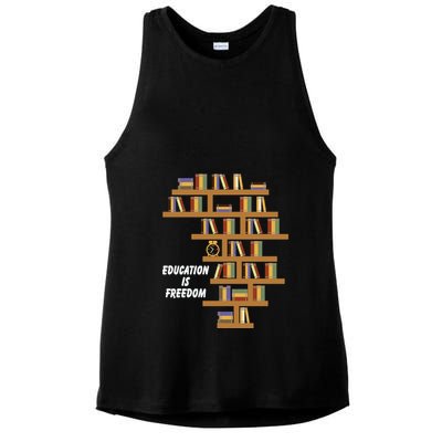 Education Is Freedom African American Black History Educator Ladies PosiCharge Tri-Blend Wicking Tank