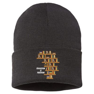 Education Is Freedom African American Black History Educator Sustainable Knit Beanie