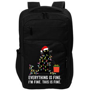 Everything Is Fine Funny Christmas Naughty Cat Xmas Light Cute Gift Impact Tech Backpack