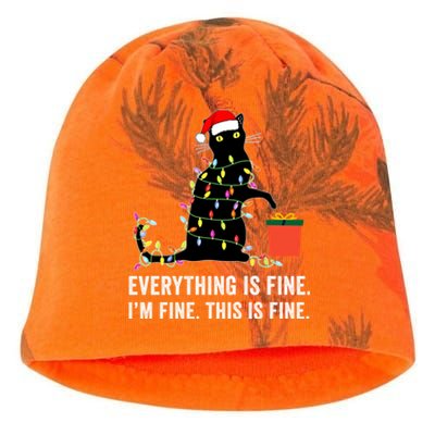 Everything Is Fine Funny Christmas Naughty Cat Xmas Light Cute Gift Kati - Camo Knit Beanie