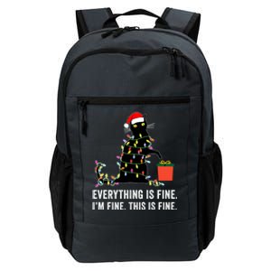 Everything Is Fine Funny Christmas Naughty Cat Xmas Light Cute Gift Daily Commute Backpack