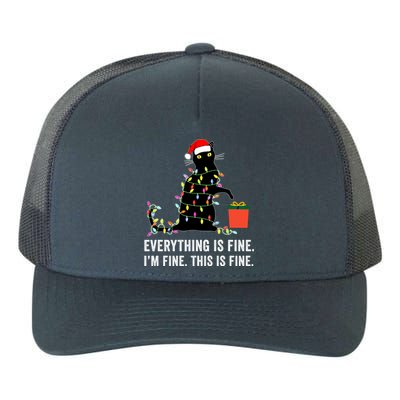 Everything Is Fine Funny Christmas Naughty Cat Xmas Light Cute Gift Yupoong Adult 5-Panel Trucker Hat