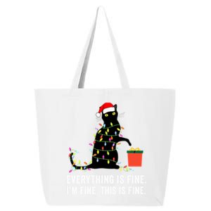 Everything Is Fine Funny Christmas Naughty Cat Xmas Light Cute Gift 25L Jumbo Tote