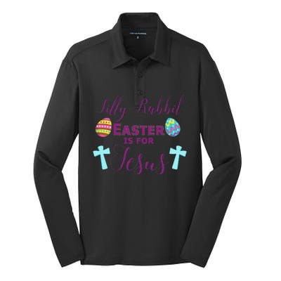 Easter Is For Jesus Cute Religous Cross Egg Silk Touch Performance Long Sleeve Polo