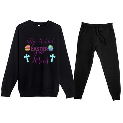 Easter Is For Jesus Cute Religous Cross Egg Premium Crewneck Sweatsuit Set