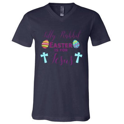 Easter Is For Jesus Cute Religous Cross Egg V-Neck T-Shirt