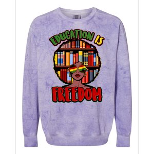 Education Is Freedom Black History Book Reading Lover Colorblast Crewneck Sweatshirt