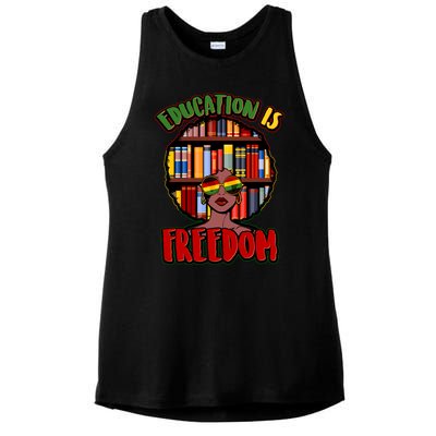 Education Is Freedom Black History Book Reading Lover Ladies PosiCharge Tri-Blend Wicking Tank