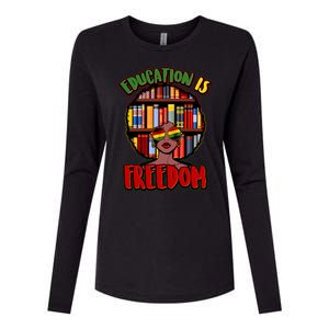 Education Is Freedom Black History Book Reading Lover Womens Cotton Relaxed Long Sleeve T-Shirt