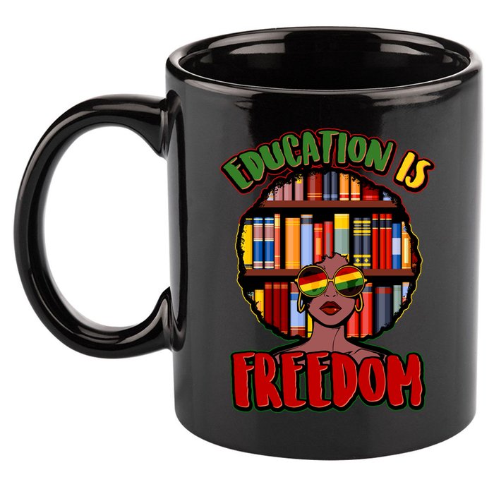 Education Is Freedom Black History Book Reading Lover 11oz C Handle Ceramic Mug