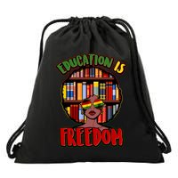 Education Is Freedom Black History Book Reading Lover Drawstring Bag