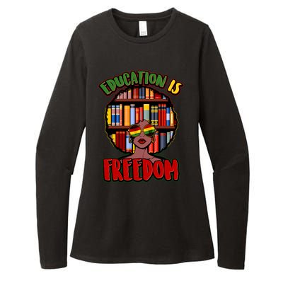 Education Is Freedom Black History Book Reading Lover Womens CVC Long Sleeve Shirt