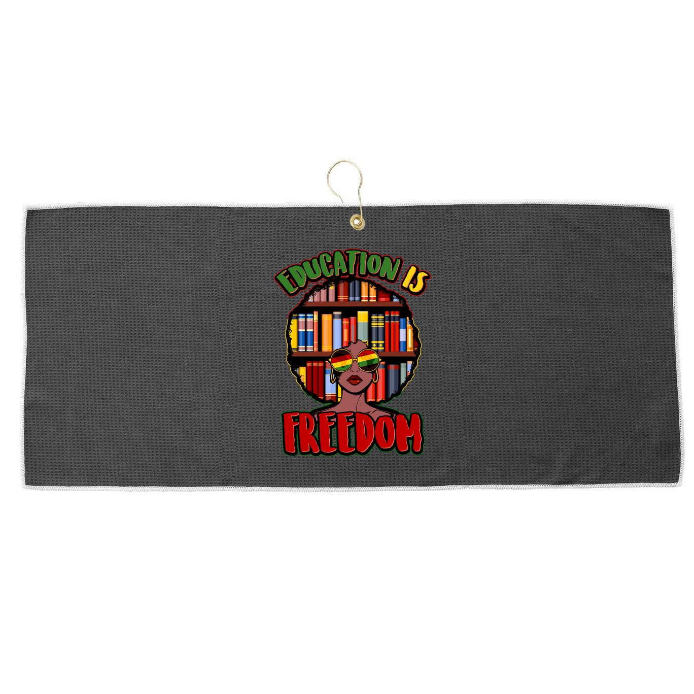Education Is Freedom Black History Book Reading Lover Large Microfiber Waffle Golf Towel