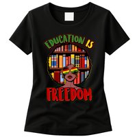 Education Is Freedom Black History Book Reading Lover Womens T-Shirt