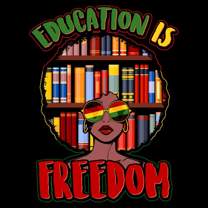Education Is Freedom Black History Book Reading Lover Womens T-Shirt