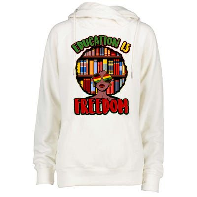 Education Is Freedom Black History Book Reading Lover Womens Funnel Neck Pullover Hood