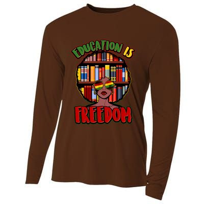 Education Is Freedom Black History Book Reading Lover Cooling Performance Long Sleeve Crew