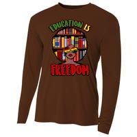 Education Is Freedom Black History Book Reading Lover Cooling Performance Long Sleeve Crew