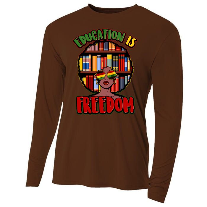 Education Is Freedom Black History Book Reading Lover Cooling Performance Long Sleeve Crew