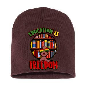 Education Is Freedom Black History Book Reading Lover Short Acrylic Beanie