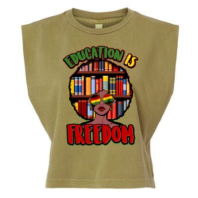 Education Is Freedom Black History Book Reading Lover Garment-Dyed Women's Muscle Tee