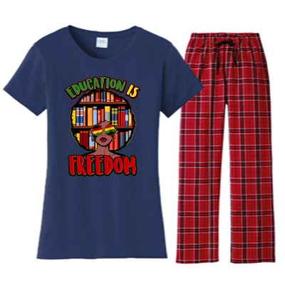 Education Is Freedom Black History Book Reading Lover Women's Flannel Pajama Set