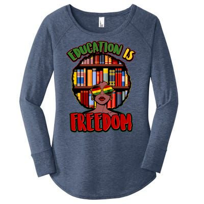 Education Is Freedom Black History Book Reading Lover Women's Perfect Tri Tunic Long Sleeve Shirt