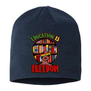 Education Is Freedom Black History Book Reading Lover Sustainable Beanie